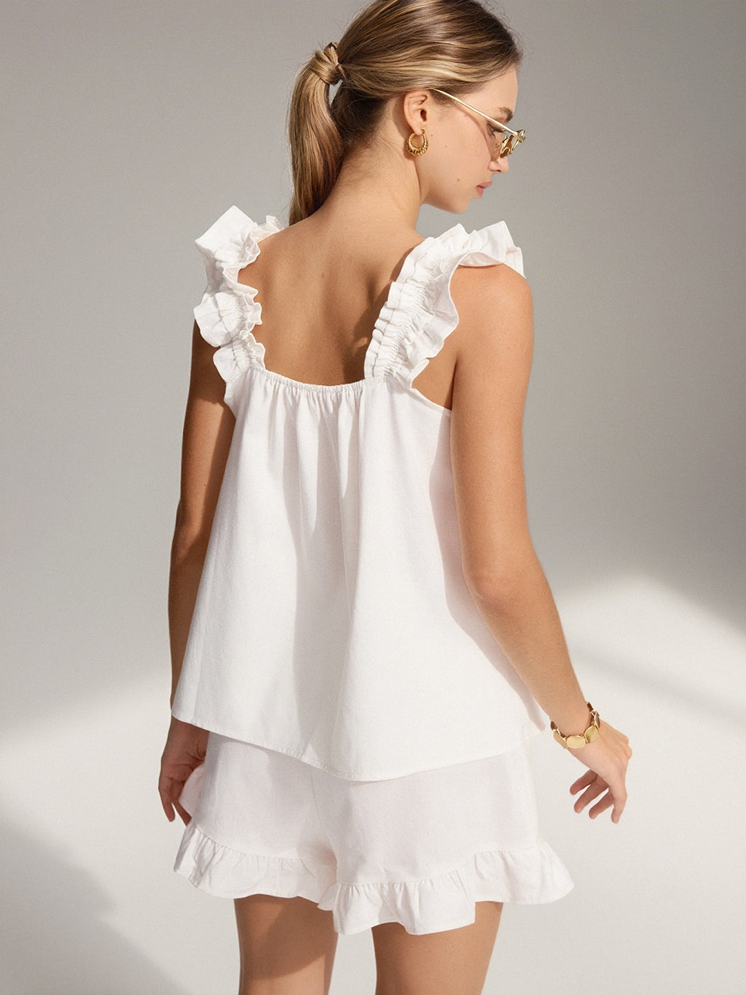 Pure Cotton Ruffle Shorts Set  Liora Lane Boutique Short Sets