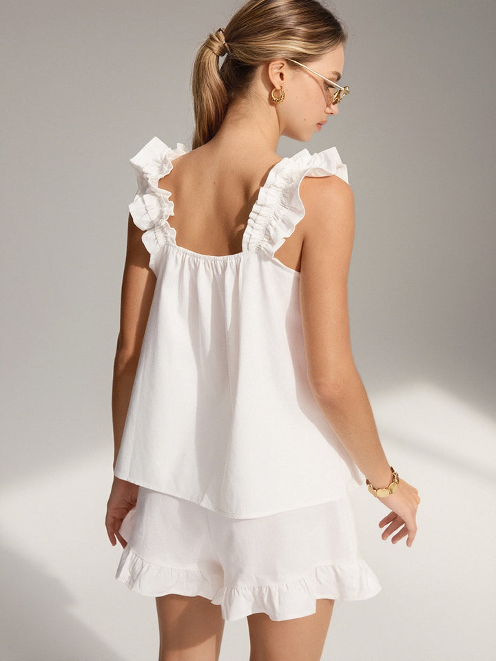 Pure Cotton Ruffle Shorts Set  Liora Lane Boutique Short Sets