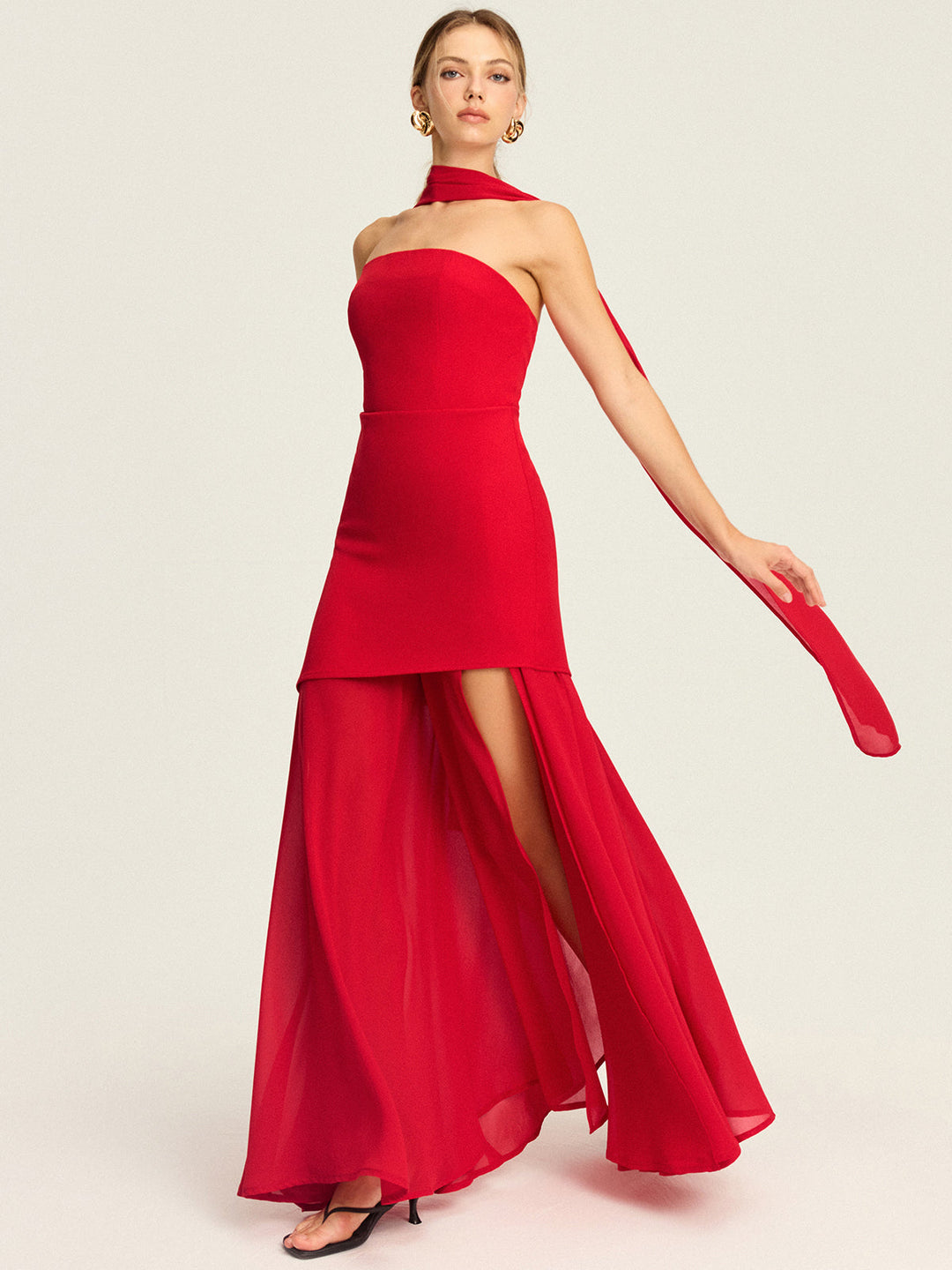 Strapless High-Slit Maxi Dress  Liora Lane Boutique Dresses