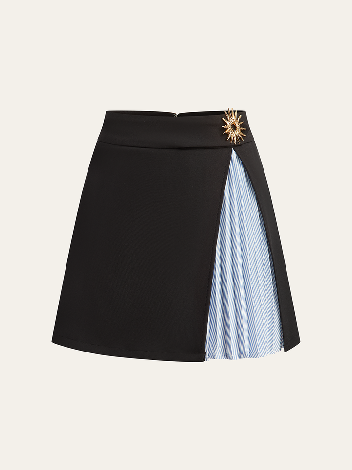 Asymmetric Striped-Panel Mini Skirt  Liora Lane Boutique Skirts Blue / XL 39.00