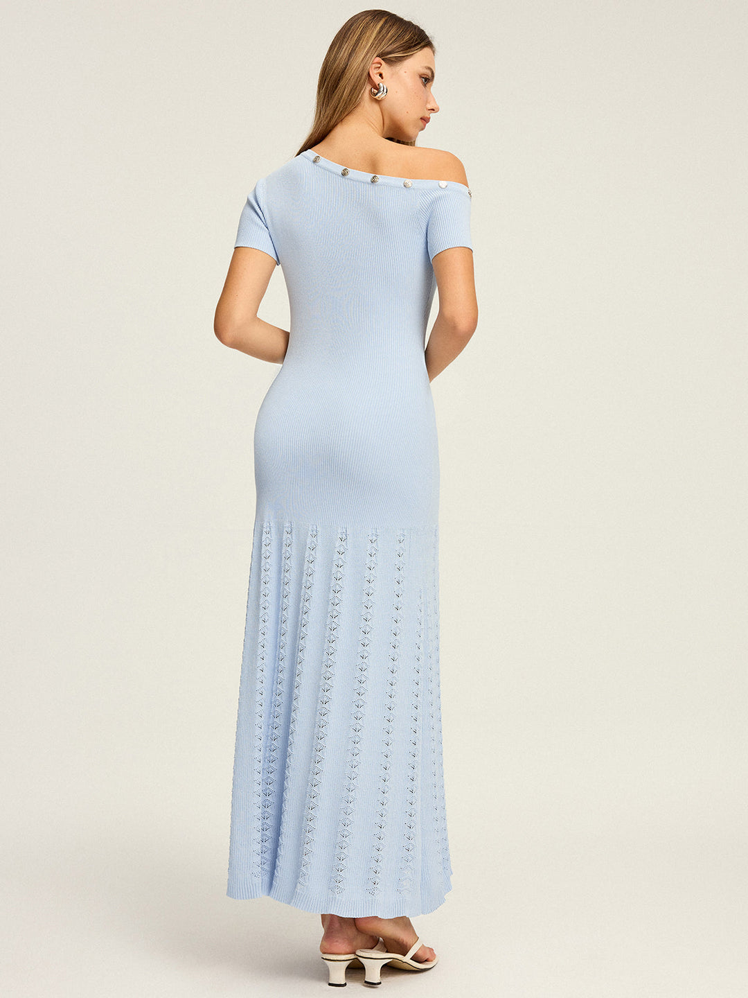One-Shoulder Button Detail Knit Maxi Dress  Liora Lane Boutique Sweater Dresses