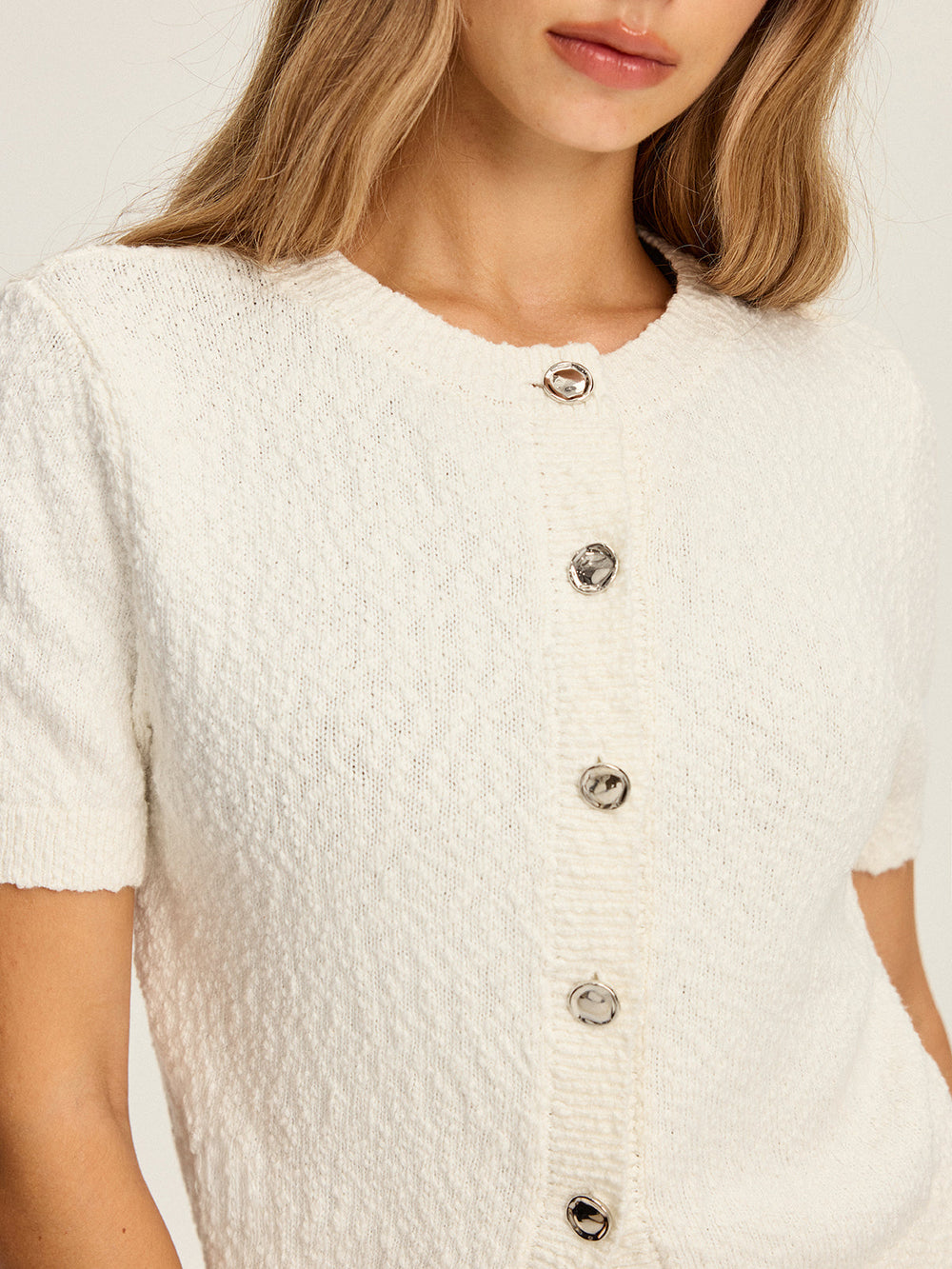 Textured Knit Short-Sleeve Cardigan  Liora Lane Boutique Cardigans