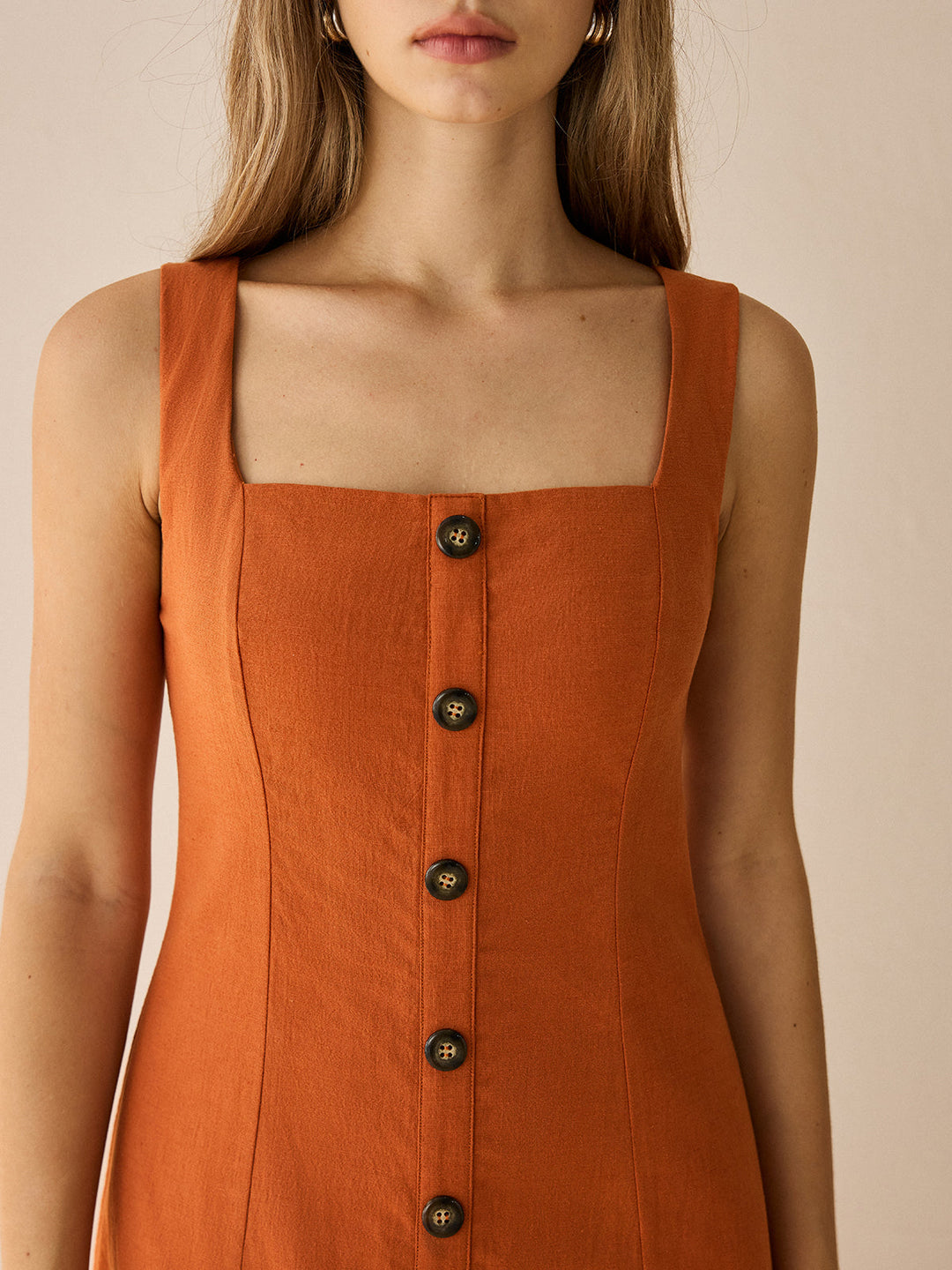 Square-Neck Button-Front Maxi Dress with Slit  Liora Lane Boutique Dresses