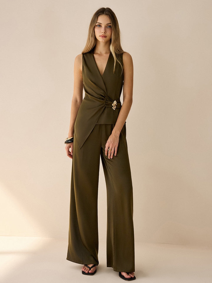 Asymmetric Wrap Top and Pants Set  Liora Lane Boutique Pant Sets