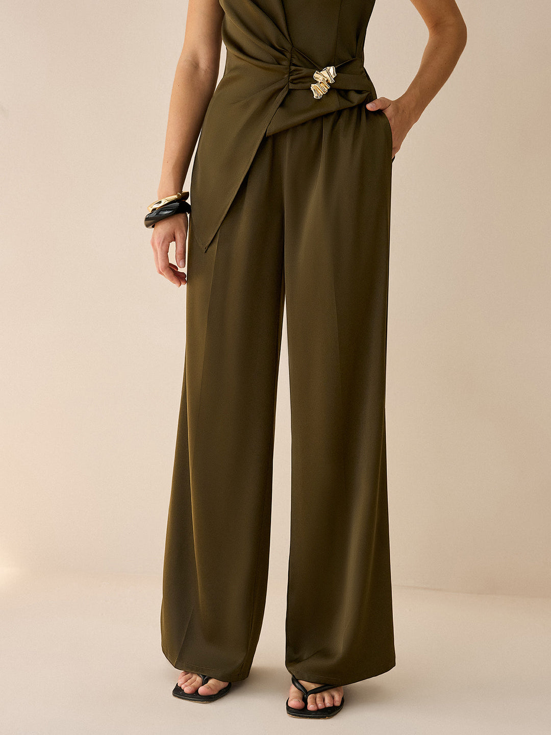 Asymmetric Wrap Top and Pants Set  Liora Lane Boutique Pant Sets