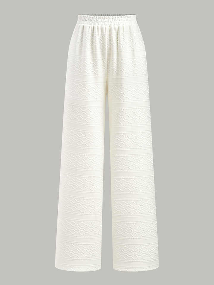 Textured Wide-Leg Pants with Elastic Waist  Liora Lane Boutique Pants White / XL 44.00