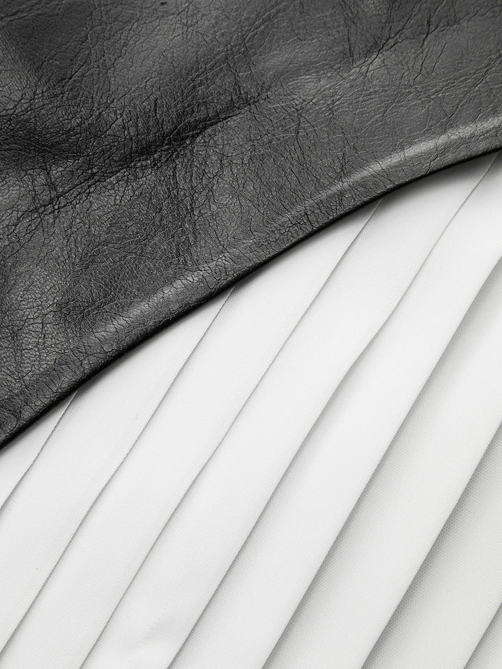 Color-Block Pleated-Panel PU Leather Mini Skirt  Liora Lane Boutique Skirts
