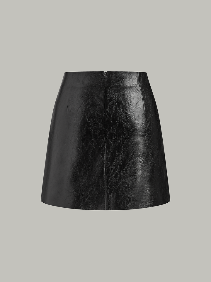 Color-Block Pleated-Panel PU Leather Mini Skirt  Liora Lane Boutique Skirts