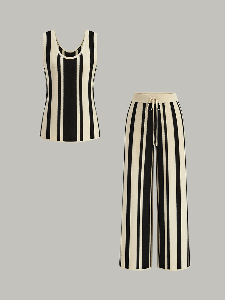 Striped Knit High-Waist Pants  Liora Lane Boutique Pants