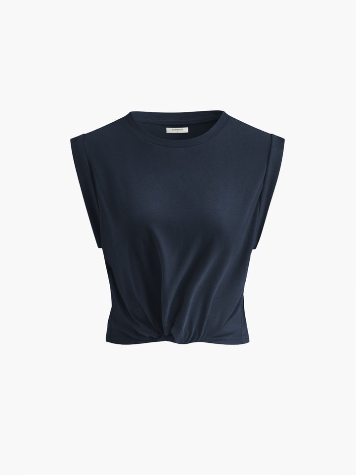 Cotton Knotted T-Shirt  Liora Lane Boutique T-Shirts Navy / XL 22.00