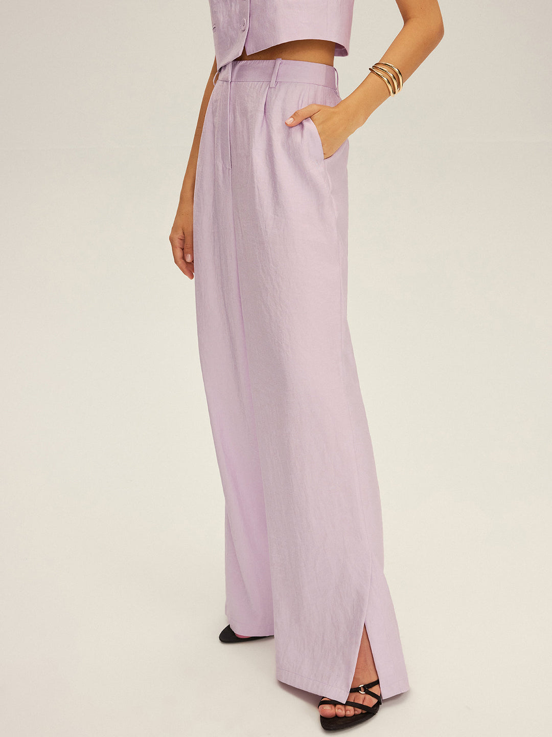 Sleeveless Crop Vest and Wide-Leg Pants Set  Liora Lane Boutique Pant Sets