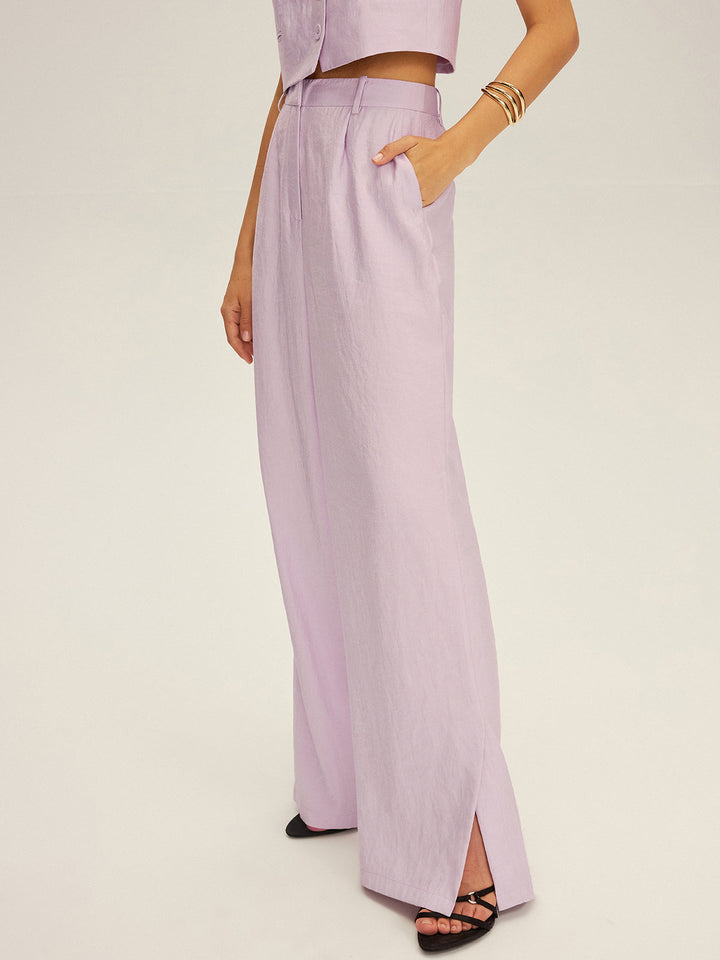 Sleeveless Crop Vest and Wide-Leg Pants Set  Liora Lane Boutique Pant Sets