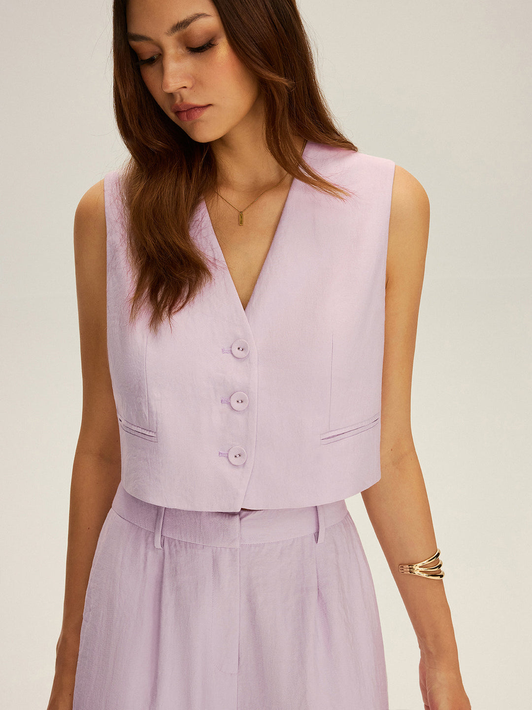 Sleeveless Crop Vest and Wide-Leg Pants Set  Liora Lane Boutique Pant Sets