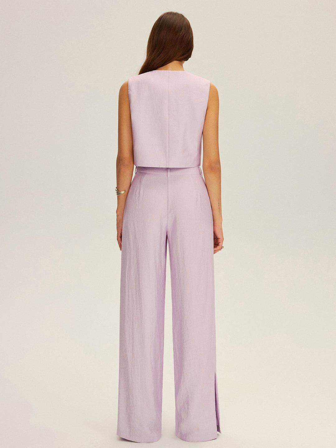 Sleeveless Crop Vest and Wide-Leg Pants Set  Liora Lane Boutique Pant Sets