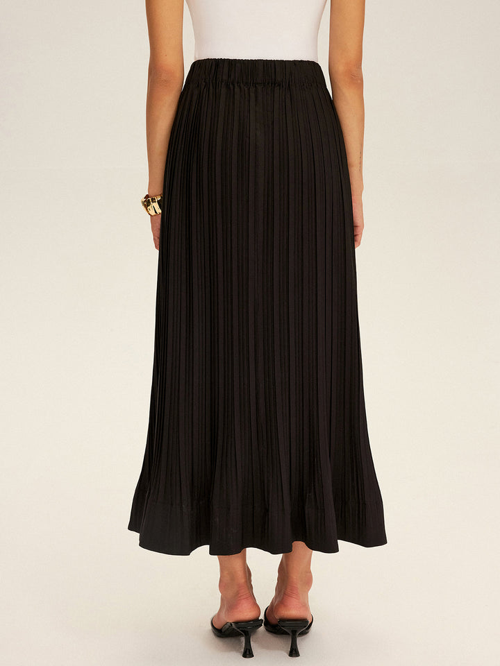 Pleated Elastic Waist Maxi Skirt  Liora Lane Boutique Skirts