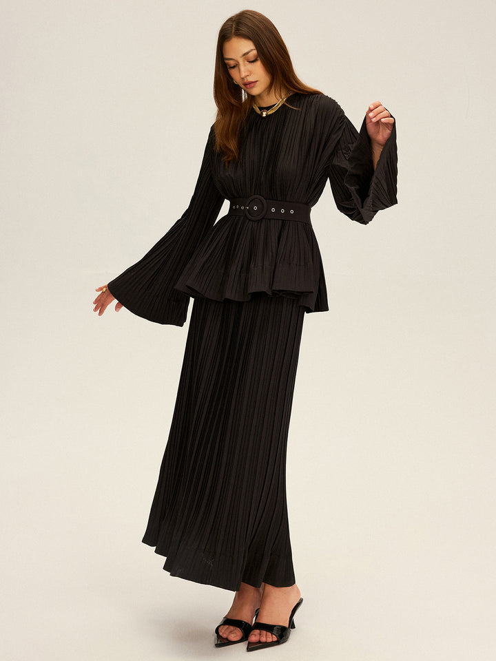 Pleated Elastic Waist Maxi Skirt  Liora Lane Boutique Skirts