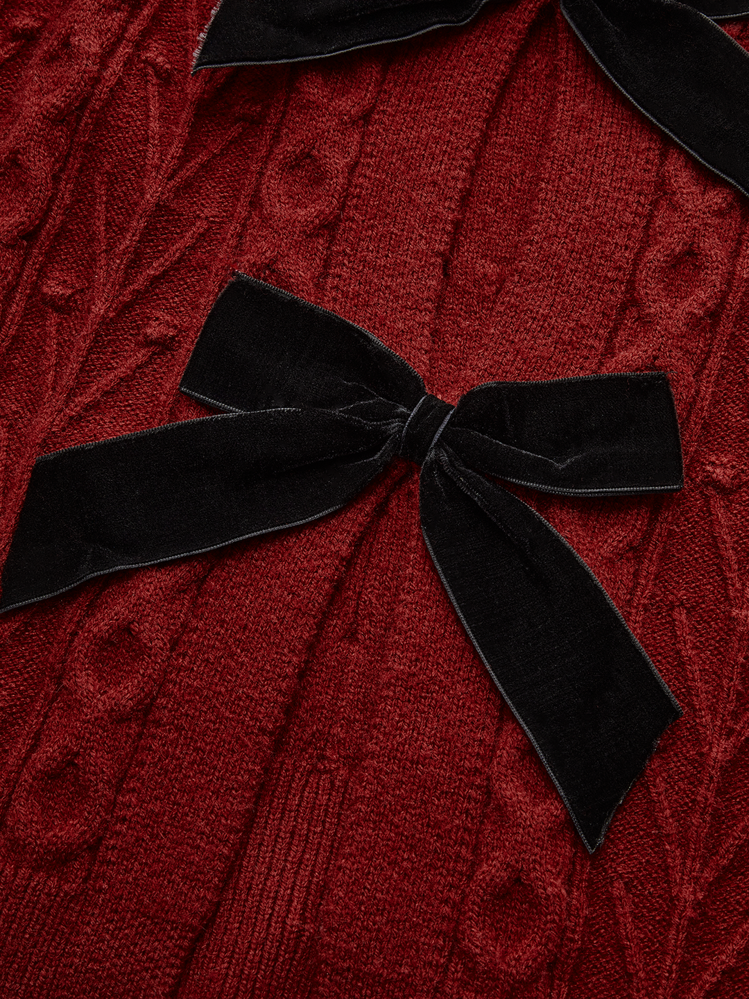 Wool Blend Bow Cable-Knit Cardigan  Liora Lane Boutique Cardigans