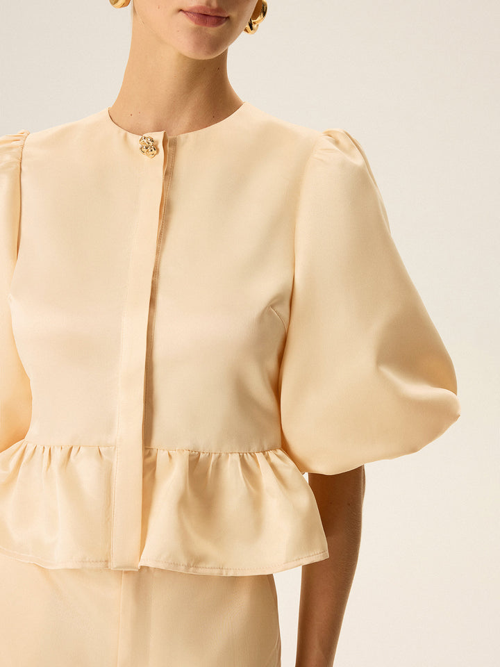 Puff Sleeve Peplum Top and Shorts Set  Liora Lane Boutique Short Sets