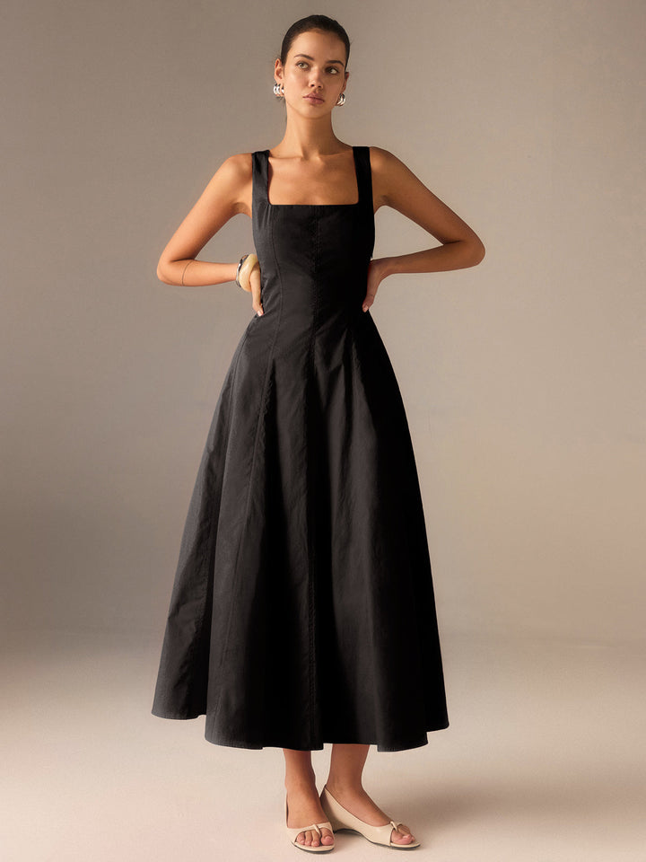Cotton Maxi Dress with Lace-Up Back  Liora Lane Boutique Dresses Black / XL 79.00