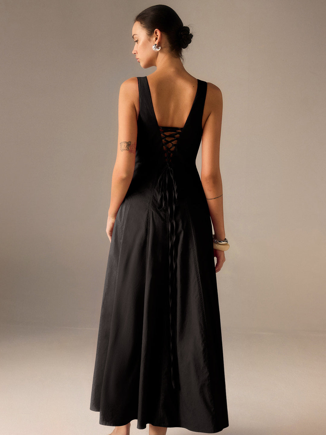 Cotton Maxi Dress with Lace-Up Back  Liora Lane Boutique Dresses