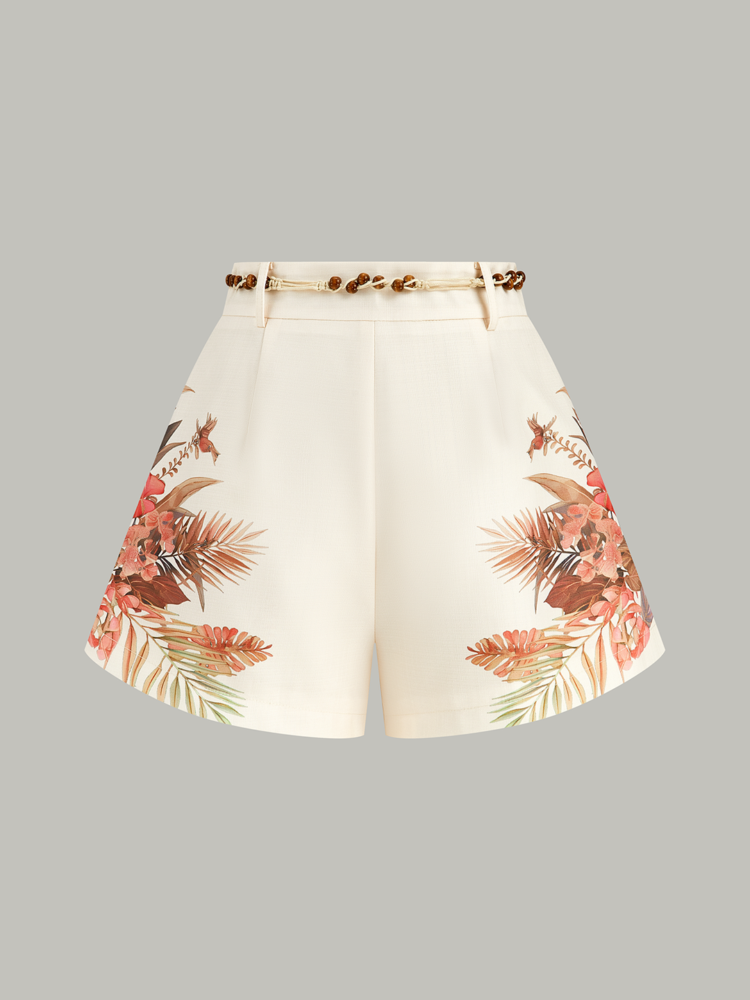 Belted Tropical Print Mid-Waist Shorts  Liora Lane Boutique Shorts