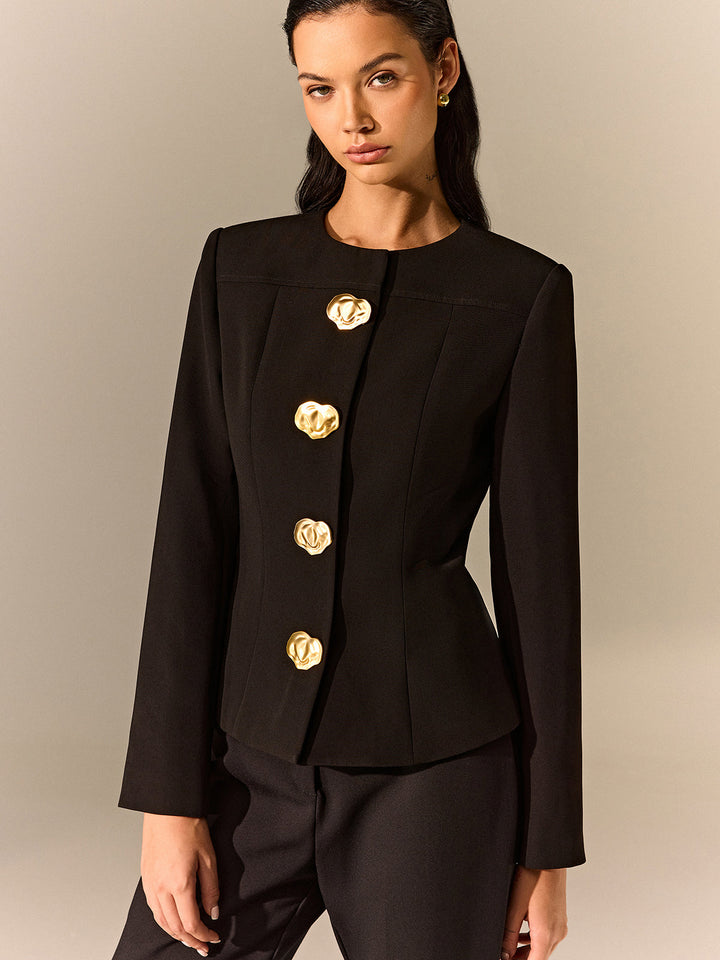 Metal Detail Tailored Blazer  Liora Lane Boutique Blazers