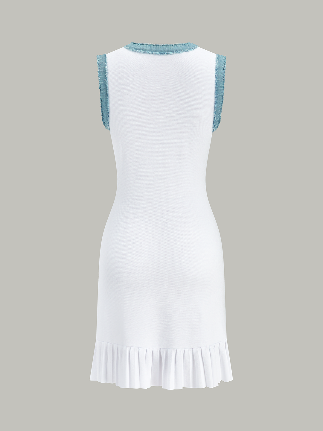 Denim Trim Button-Front Ruffle Hem Midi Dress  Liora Lane Boutique Sweater Dresses