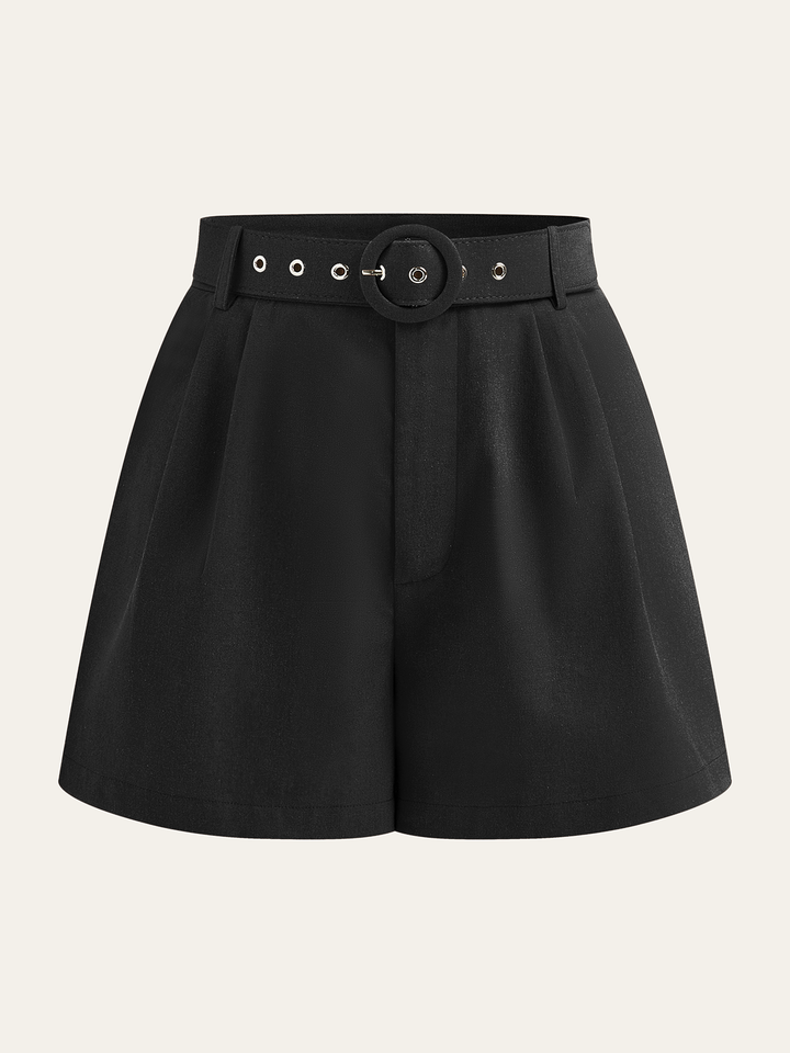 Belted Mid-Waisted Shorts  Liora Lane Boutique Shorts Black / XL 29.00