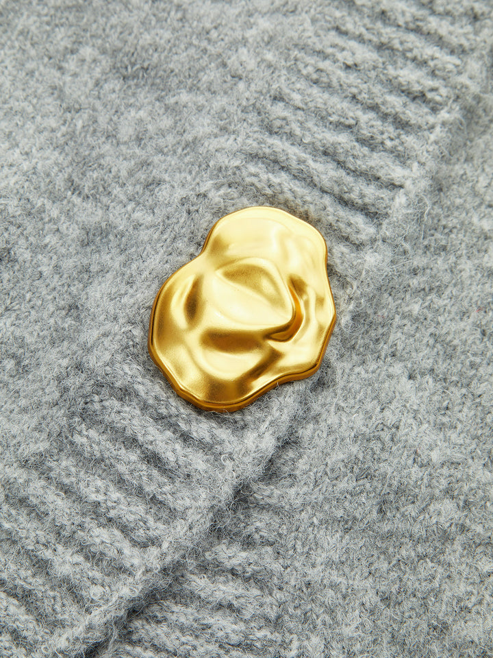 Metal Button Wool Blend Cardigan  Liora Lane Boutique Cardigans
