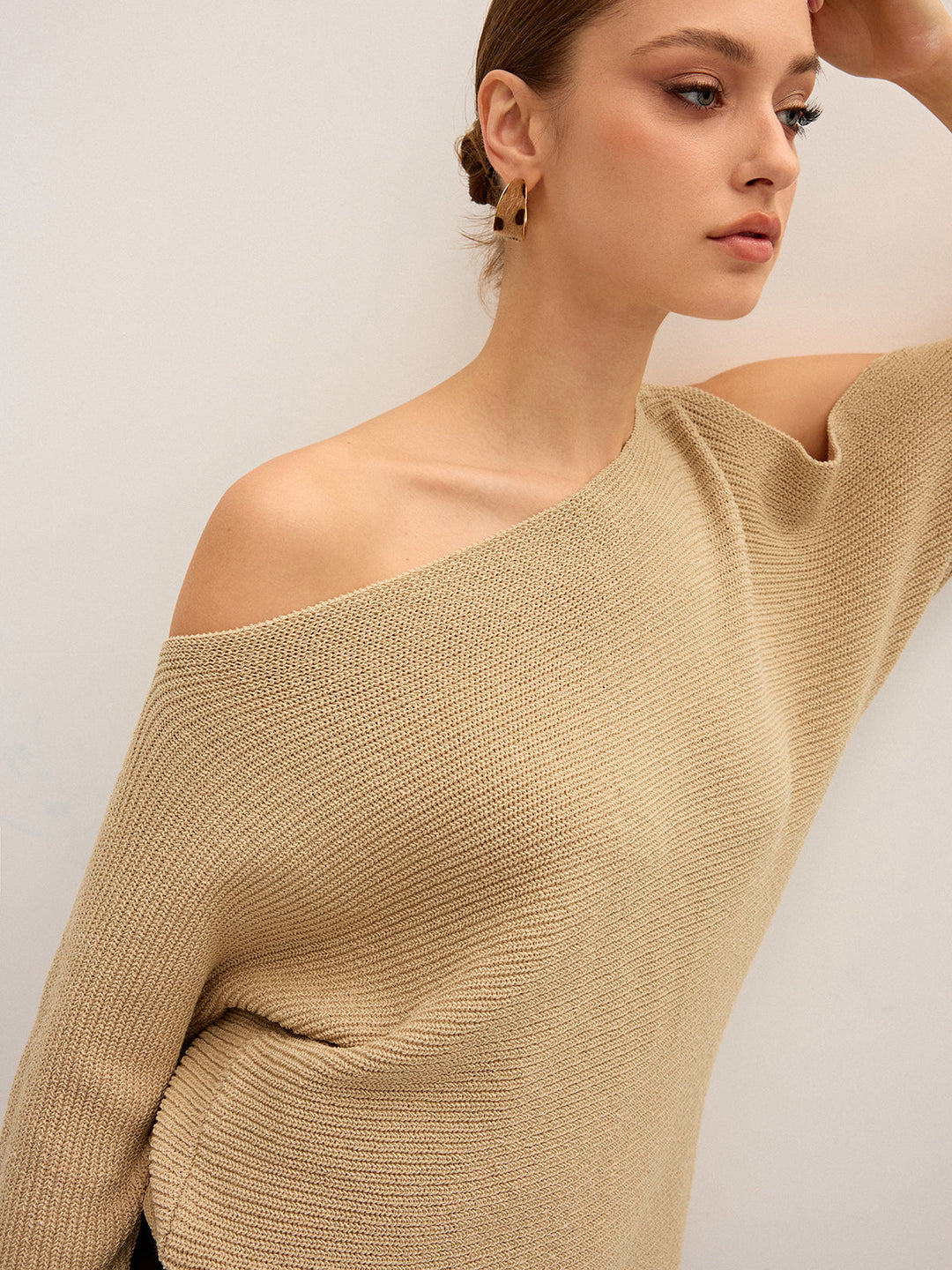 Asymmetric One-Shoulder Knitted Top  Liora Lane Boutique Sweaters