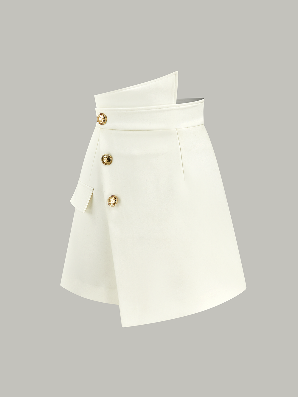 Asymmetric Metal Button Decor Pocket Mini Skirt  Liora Lane Boutique Skirts