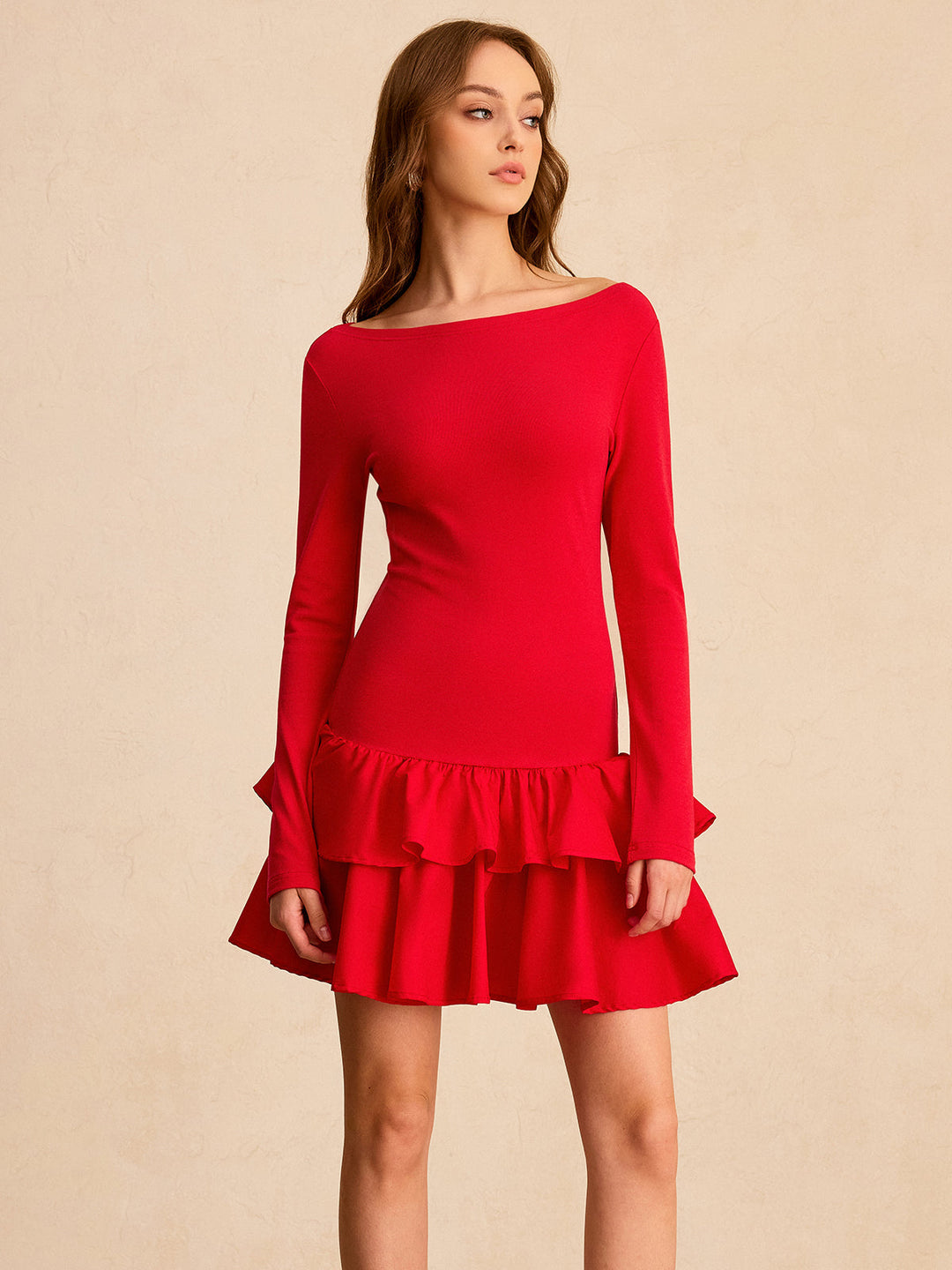 Long Sleeve Tiered Ruffle Mini Dress  Liora Lane Boutique Dresses