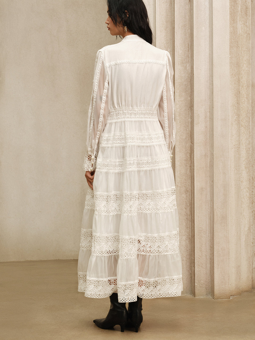 Semi-Sheer Lace Panel Maxi Dress without Belt  Liora Lane Boutique Dresses