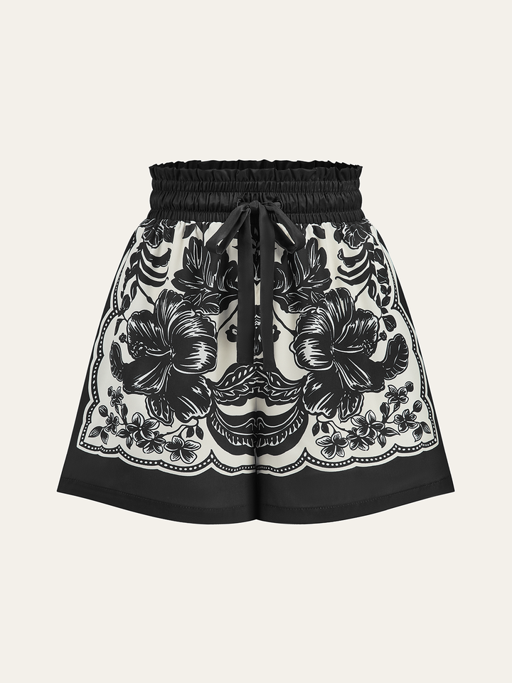 Floral Print Elastic Waistband Shorts  Liora Lane Boutique Shorts