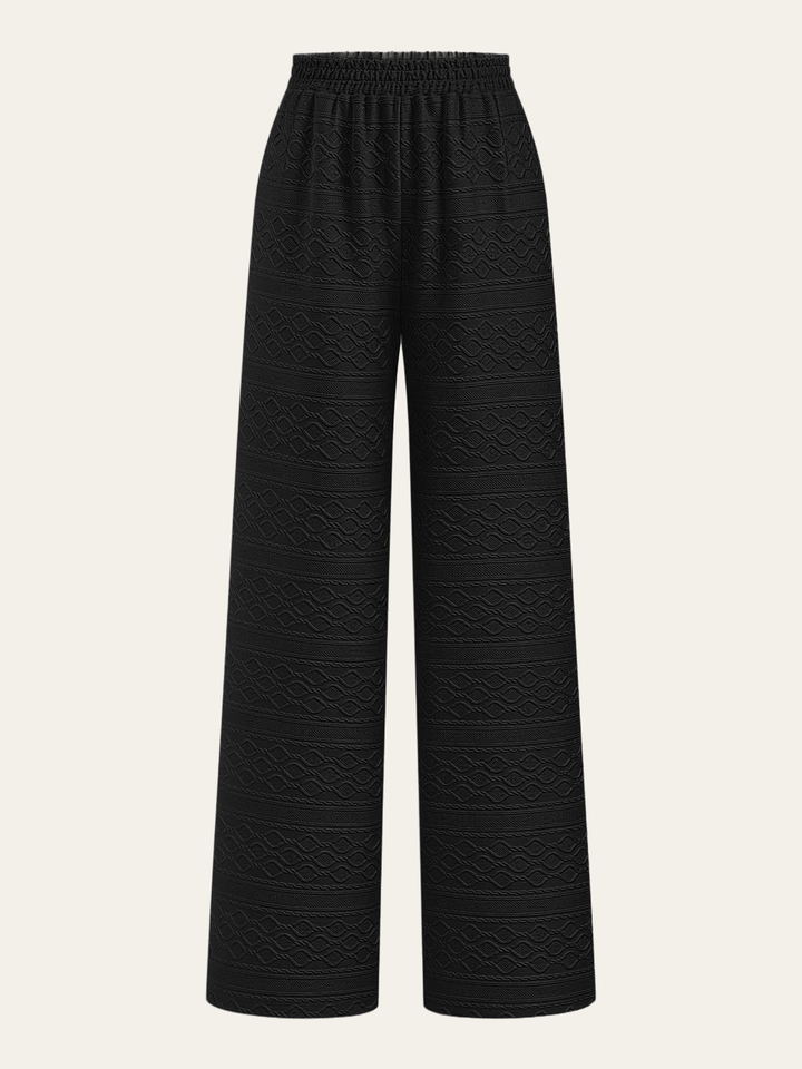 Textured Wide-Leg Pants with Elastic Waist  Liora Lane Boutique Pants Black / XL 44.00