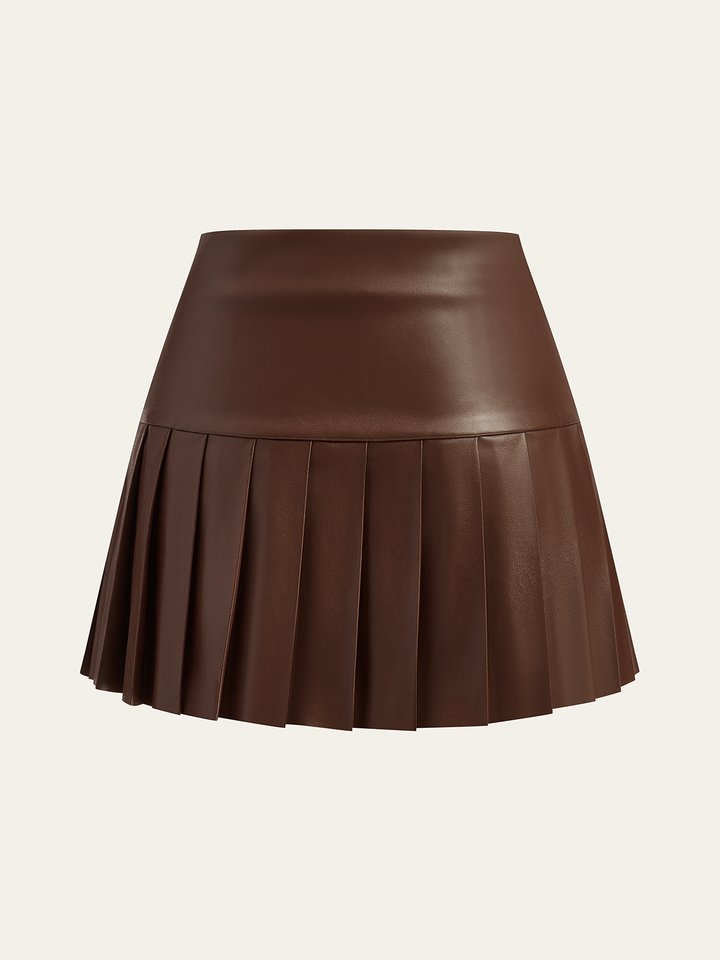 Faux Leather High-Waist Pleated Mini Skirt  Liora Lane Boutique Skirts