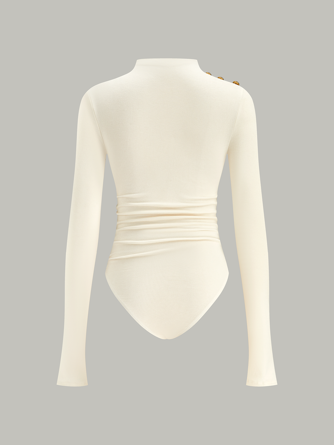 Ruched Shoulder-Decor Long Sleeve Bodysuit  Liora Lane Boutique Bodysuits