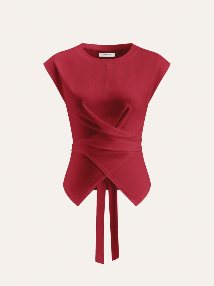 Wrap-Front Tie-Back Top  Liora Lane Boutique T-Shirts Red / XL 28.00