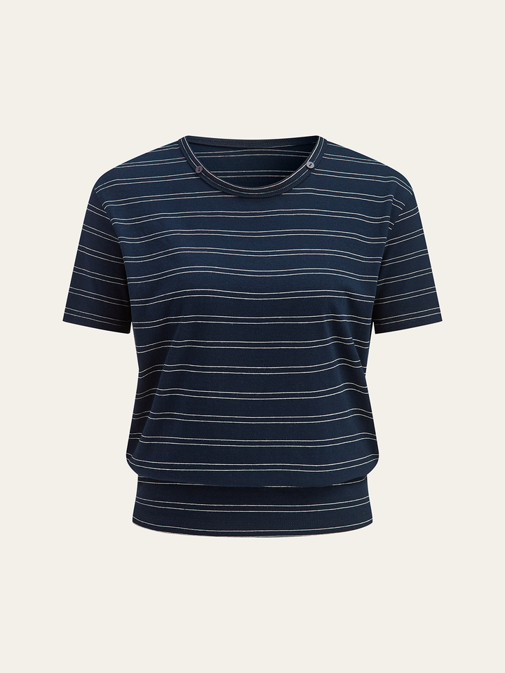 Striped Detachable Scarf Collar T-Shirt  Liora Lane Boutique T-Shirts