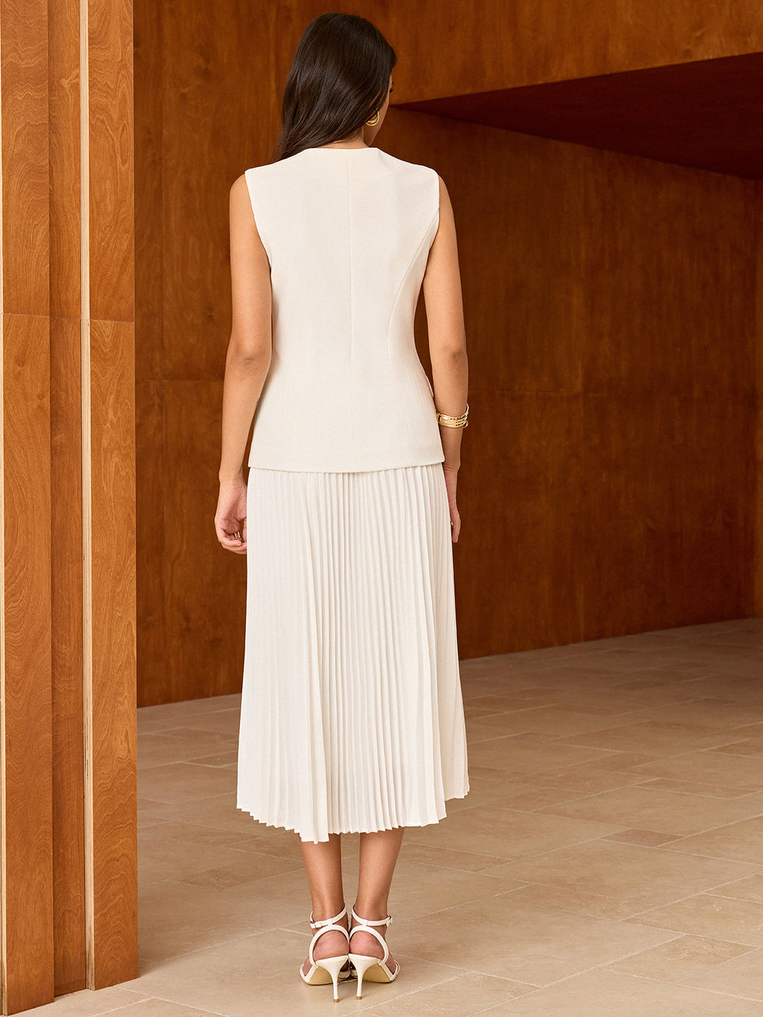 Elasticated Waist Pleated Midi Skirt  Liora Lane Boutique Skirts