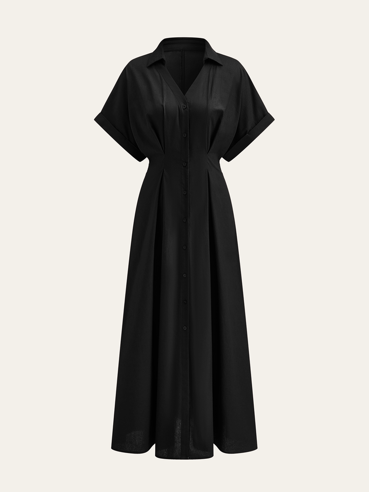 Pleated Button-Front Shirt Dress  Liora Lane Boutique Dresses