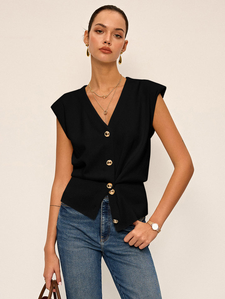 Asymmetric Two-Way Wear Knit Vest  Liora Lane Boutique Cardigans Black / XL 48.00