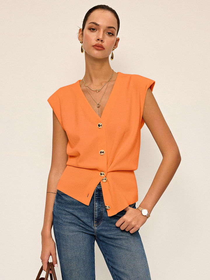 Asymmetric Two-Way Wear Knit Vest  Liora Lane Boutique Cardigans Orange / XL 48.00