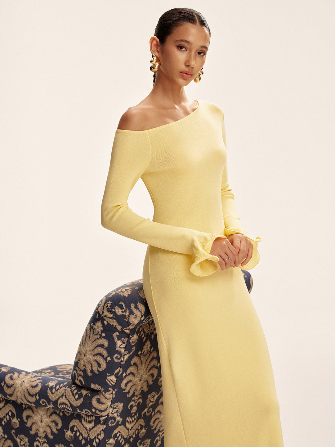 Off-Shoulder Ruffle Hem Sweater Dress  Liora Lane Boutique Sweater Dresses