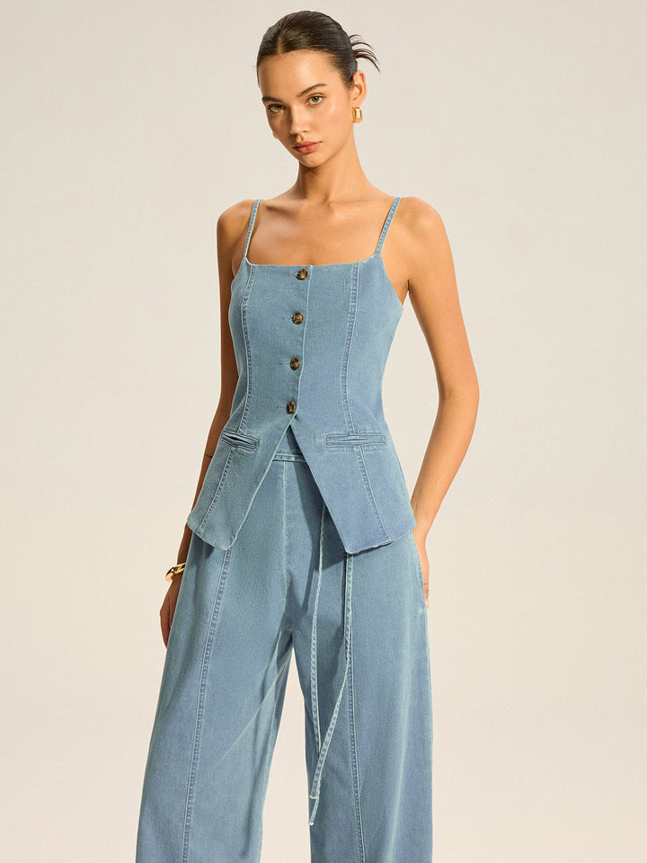 Denim Cami Vest and Pants Set  Liora Lane Boutique Pant Sets