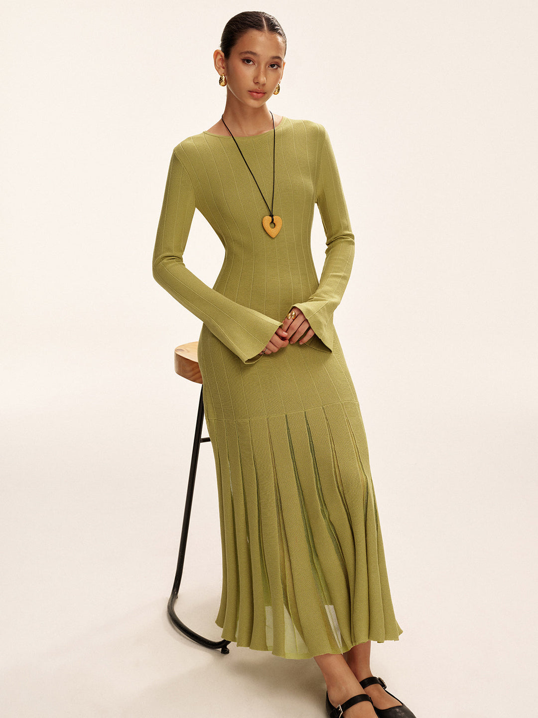 Mesh Pleated Hem Knit Maxi Dress  Liora Lane Boutique Sweater Dresses
