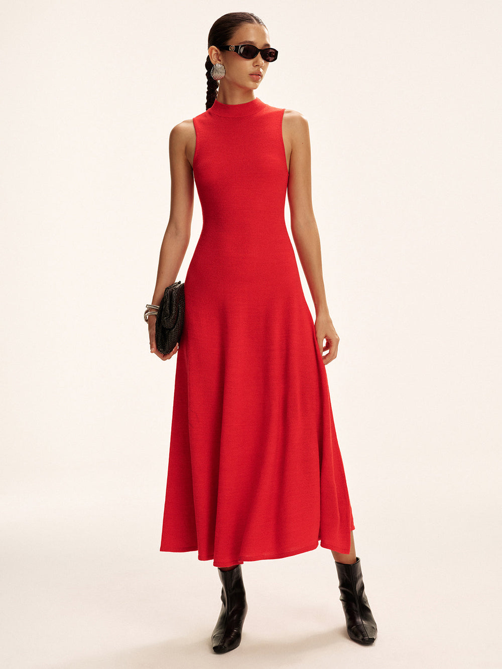 Sleeveless Mock Neck Wool Blend Maxi Sweater Dress  Liora Lane Boutique Sweater Dresses