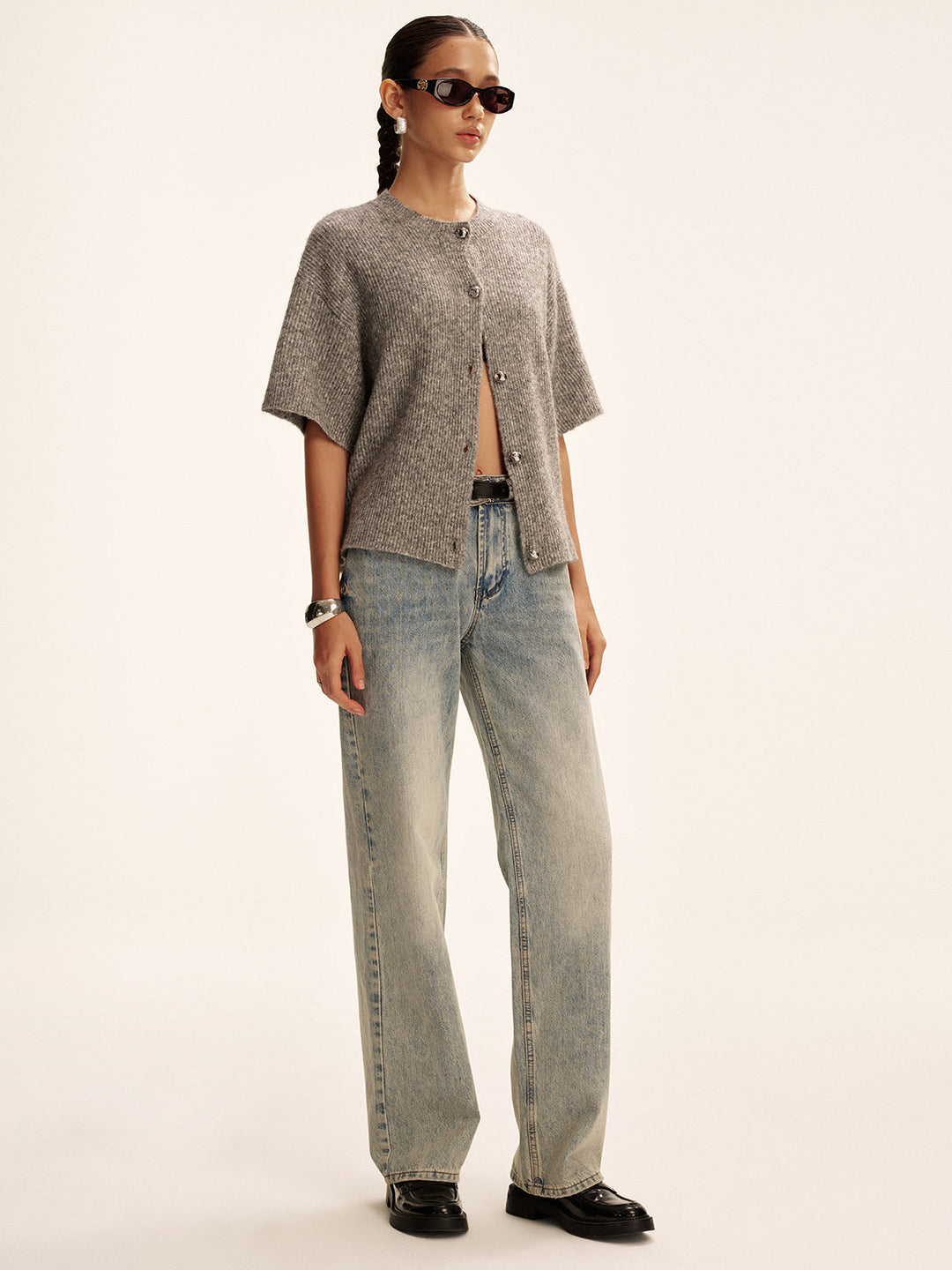 Wool-Blend Short-Sleeved Cardigan  Liora Lane Boutique Cardigans