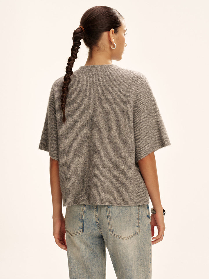 Wool-Blend Short-Sleeved Cardigan  Liora Lane Boutique Cardigans