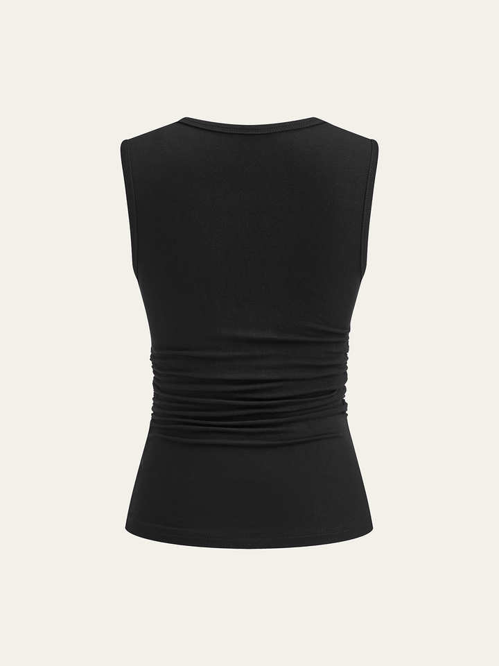 Asymmetric Ruched Top with Buckle Detail  Liora Lane Boutique T-Shirts